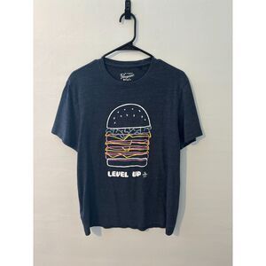 Original Penguin Men's Navy Blue T-Shirt Size L – Burger Graphic Print Crew Neck